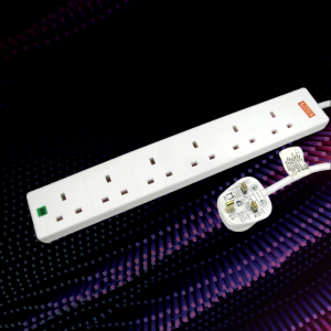 6 Gang Surge Protected LED Indicator UK Mains Extension 5m