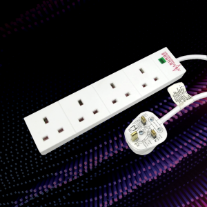 4 Gang Surge Protected LED Indicator UK Mains Extension